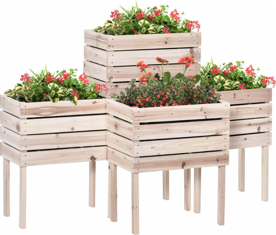 4dílný vyvýšený záhonový květináč 50 x 30 x 60 cm | přírodní