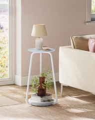 Kulatý odkládací stolek se 2 úrovněmi | Ø 55 cm bílý č.1