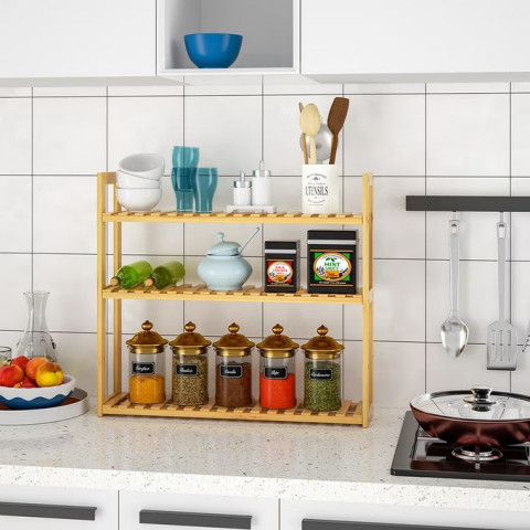 Nástěnná police 54x60x15cm | bambus č.2