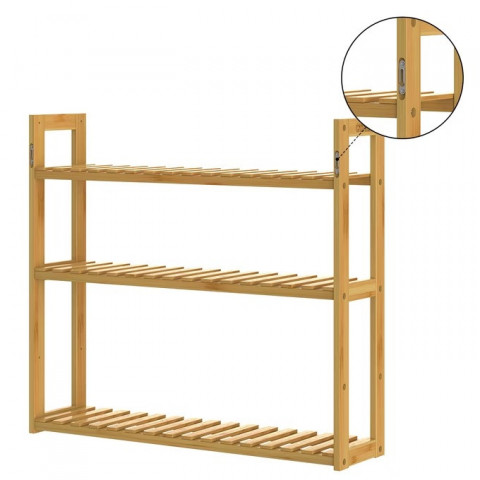 Nástěnná police 54x60x15cm | bambus č.4