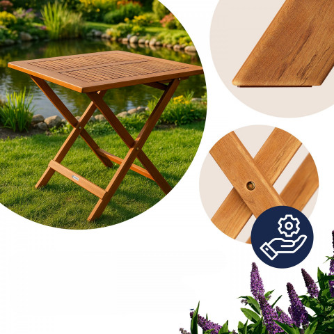 Zahradní skládací stůl z akáciového dřeva 70x70x73cm č.5