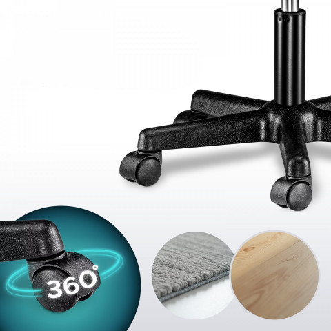 Pojízdná stolička s kolečky otočná o 360° |šedá č.5