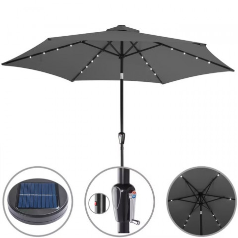 Zahradní slunečník s LED osvětlením Ø 270 cm | antracit č.5