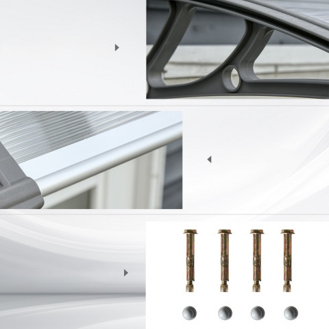 Venkovní stříška z polykarbonátu a hliníku, 110 x 60 x 18 cm | průhledná + šedá č.5