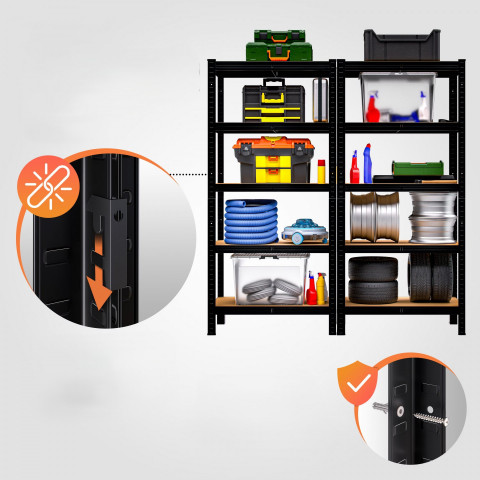 Sada 2 regálů 180x90x40 cm | černá č.3