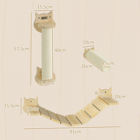 Sada prolézaček pro kočky do 5 kg, 3 díly | přírodní č.2