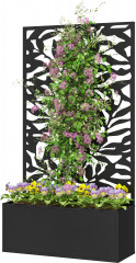 Venkovní kovový záhon s mříží pro popínavé rostliny 61 x 23 x 113 cm | černý č.1