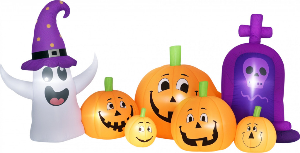 Halloweenská dekorace duch s náhrobním kamenem 240 x 130 x 130 cm | vícebarevná