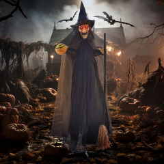 Halloweenská dekorace čarodějnice s LED světly 190 cm | vícebarevná