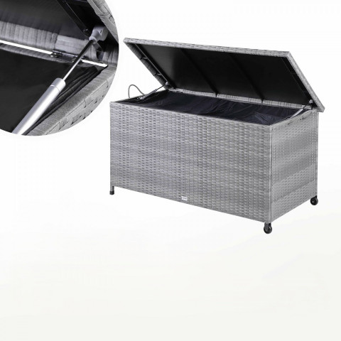 Úložný box z polyratanu s kolečky 117x53x60 cm | šedý č.4