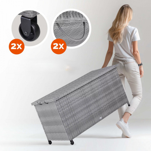 Úložný box z polyratanu s kolečky 117x53x60 cm | šedý č.3