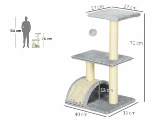 Kočičí škrabadlo 72 cm | světle šedé č.2