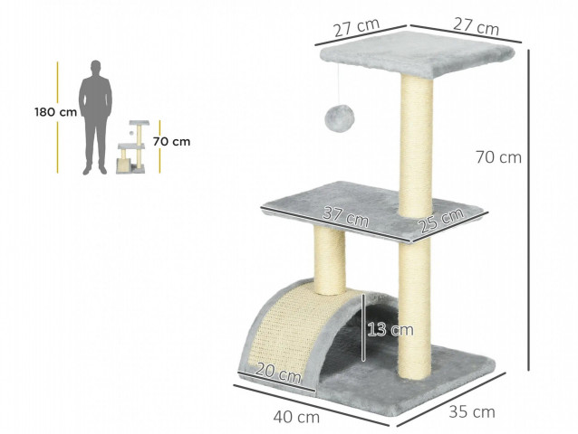 Kočičí škrabadlo 72 cm | světle šedé č.2