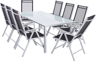 Zahradní hliníková sedací souprava Bern 9dílná | stříbrná č.1