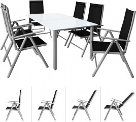 Zahradní hliníková sedací souprava Bern 7dílná| stříbrná č.1