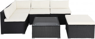 Polyratanová sestava zahradního nábytku | černé/krémové barvě č.1