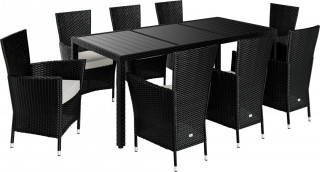 Zahradní sedací souprava z polyratanu 9dílná| černo-krémová č.1