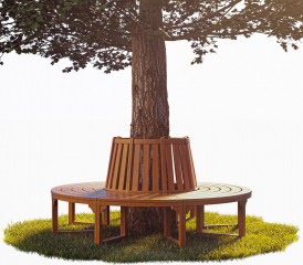 Stromová lavička Ø160cm z eukalyptového dřeva č.1