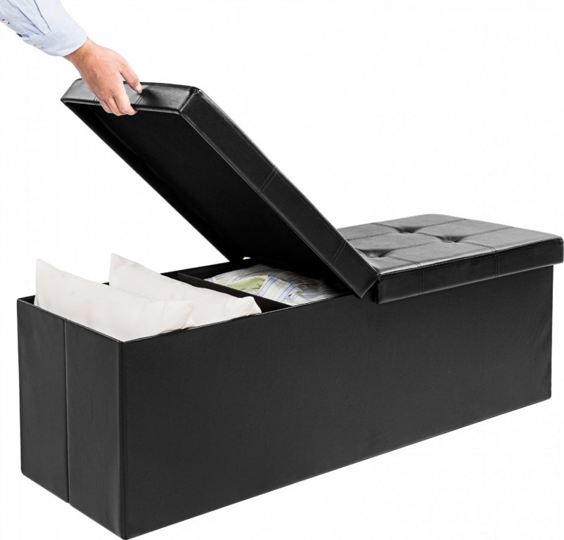 Úložná lavice s výklopným víkem 115x38x38cm | černá