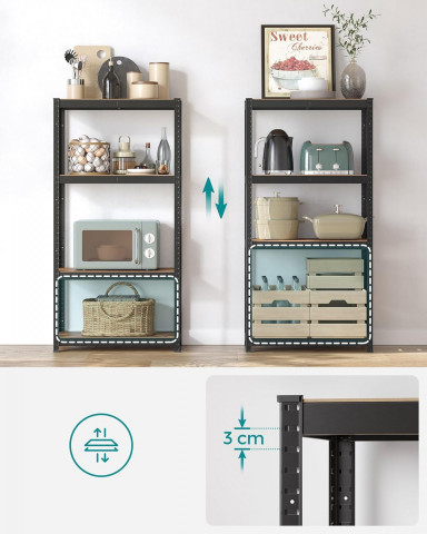 Nastavitelný úložný regál 40 x 80 x 160 cm | hnědý / černý č.4