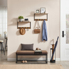 Nástěnný věšák na kabáty sada 2ks 50 x 24,2 x 26,5 cm | rustikální hnědá