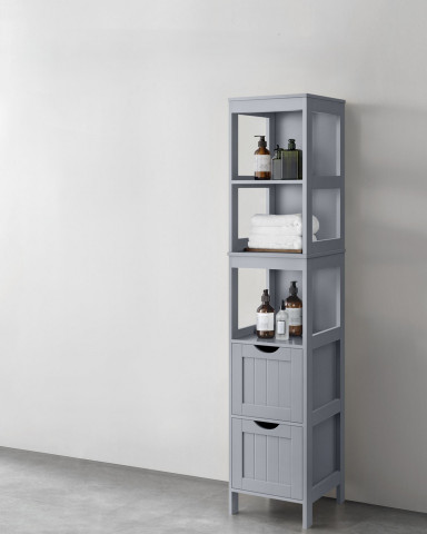 Úzká skříňka do koupelny 30 x 30 x 141,5 cm | šedá č.4