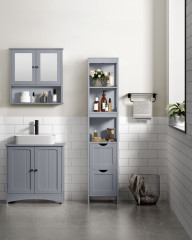 Úzká skříňka do koupelny 30 x 30 x 141,5 cm | šedá č.3