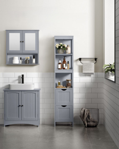 Úzká skříňka do koupelny 30 x 30 x 141,5 cm | šedá č.3