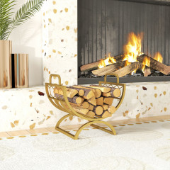 Vintage stojan na palivové dřevo 46 x 36 x 41 cm | zlatý č.1