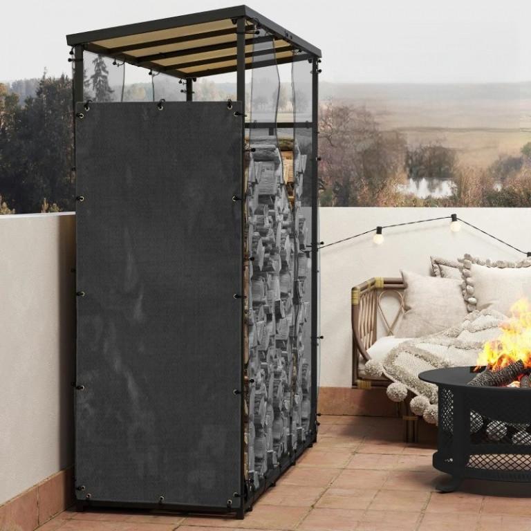 Obal na stojan na palivové dříví, 148 x 62 cm | černý