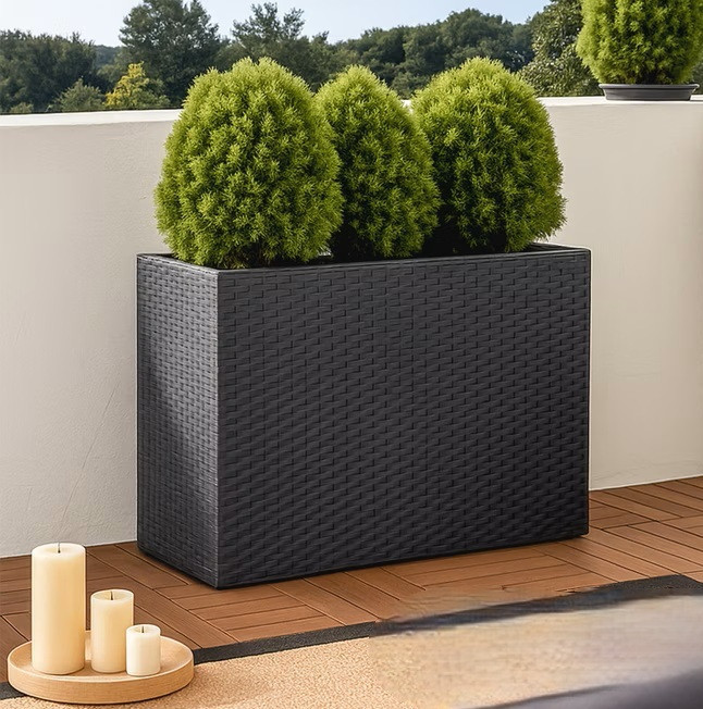 Polyratanový květináč 83x30,5x60cm | černý