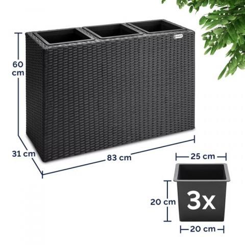 Polyratanový květináč 83x30,5x60cm | černý č.4