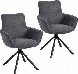 Sada 2 otočných jídelních židlí | tmavě šedá č.1