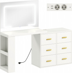 Toaletní stolek s LED osvětlením | bílý