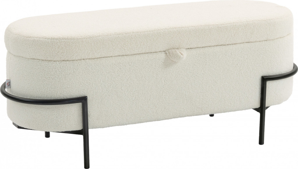 Lavice s úložným prostorem 114,5 x 40 x 48 cm | krémově bílá