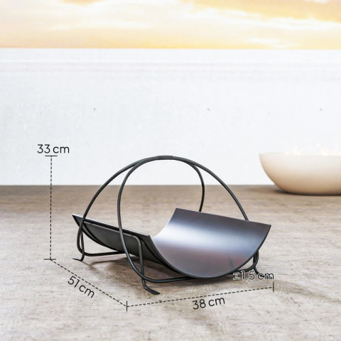 Stojan na palivové dřevo 51 x 38 x 33 cm | černý č.3