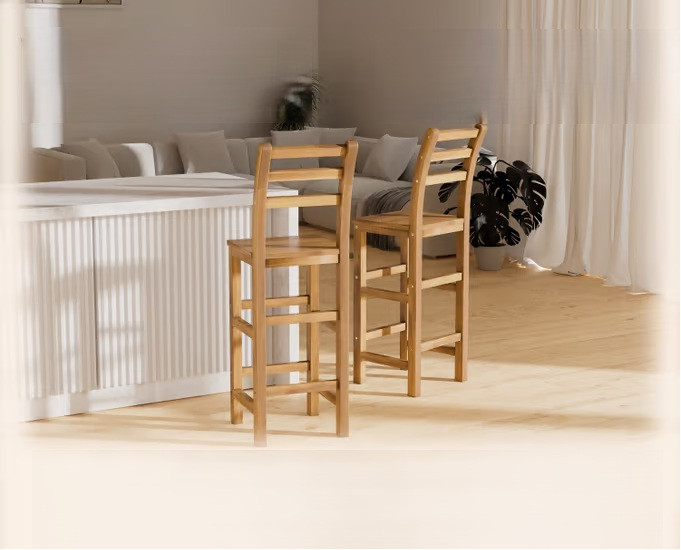 Sada 2 barových židlí z akáciového dřeva