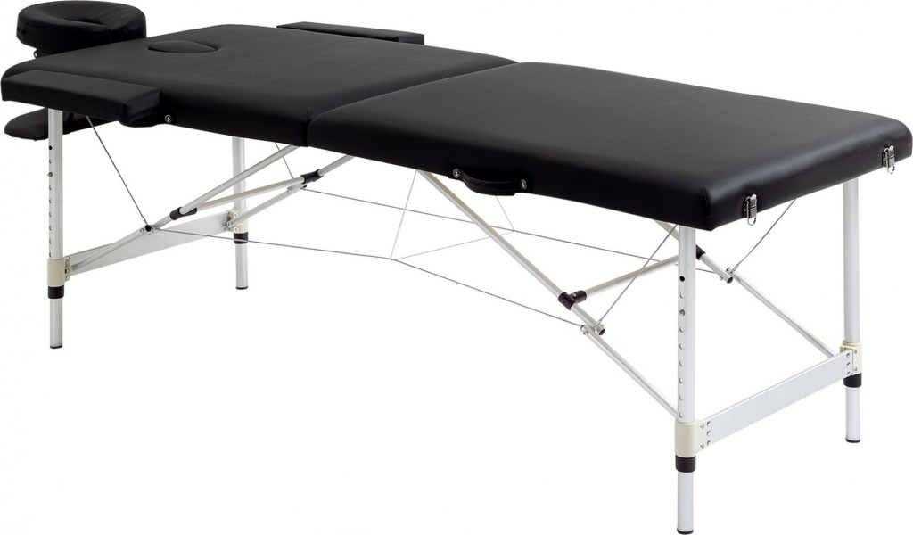 Skládací masážní stůl s potahem z imitace kůže | černý