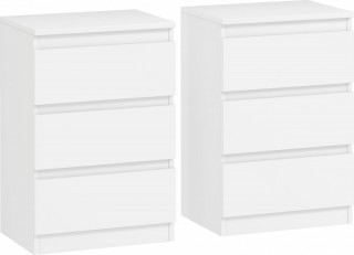 Noční stolky se 3 zásuvkami, 2 kusy | bílé č.1