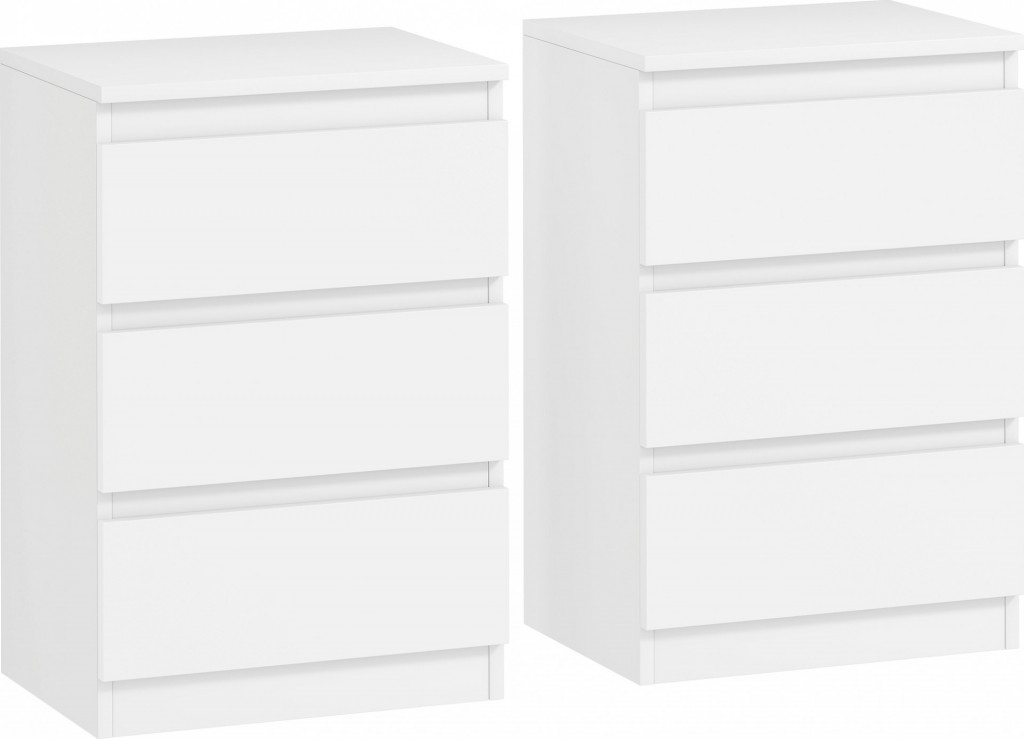 Noční stolky se 3 zásuvkami, 2 kusy | bílé