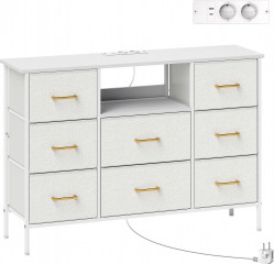 Komoda s 8 látkovými zásuvkami | krémově bílá