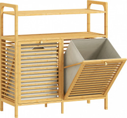 Koupelnová skříňka se 2 vyjímatelnými koši na prádlo | přírodní č.1