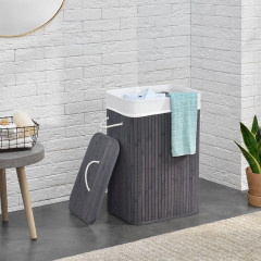 Bambusový koš na prádlo s víkem 72 L | šedý č.1