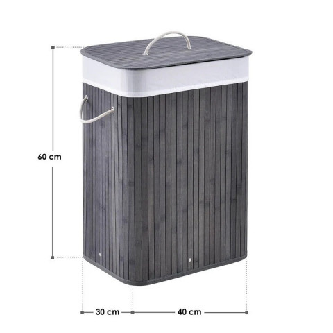 Bambusový koš na prádlo s víkem 72 L | šedý č.4