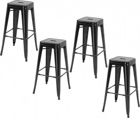 Barové židle s podnožkou, 4 kusy | černé č.1