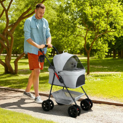 Kočárek pro mini psy do 4 kg | světle šedý č.1