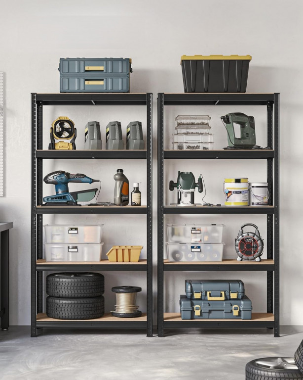 Nastavitelný pětipatrový regál sada 2ks 180 x 90 x 40 cm | černý