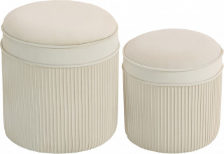 Sada 2 taburetů s úložným prostorem | krémově bílé č.1