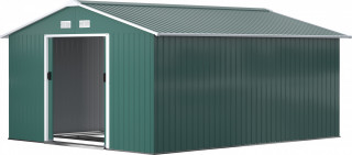 Zahradní kůlna s jednoplášťovou střechou, 340 x 386 x 200 cm | tmavě zelená č.1