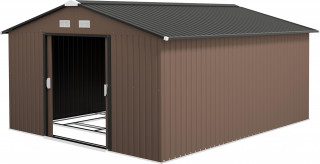 Zahradní kůlna s jednoplášťovou střechou, 340 x 386 x 200 cm | hnědá č.1
